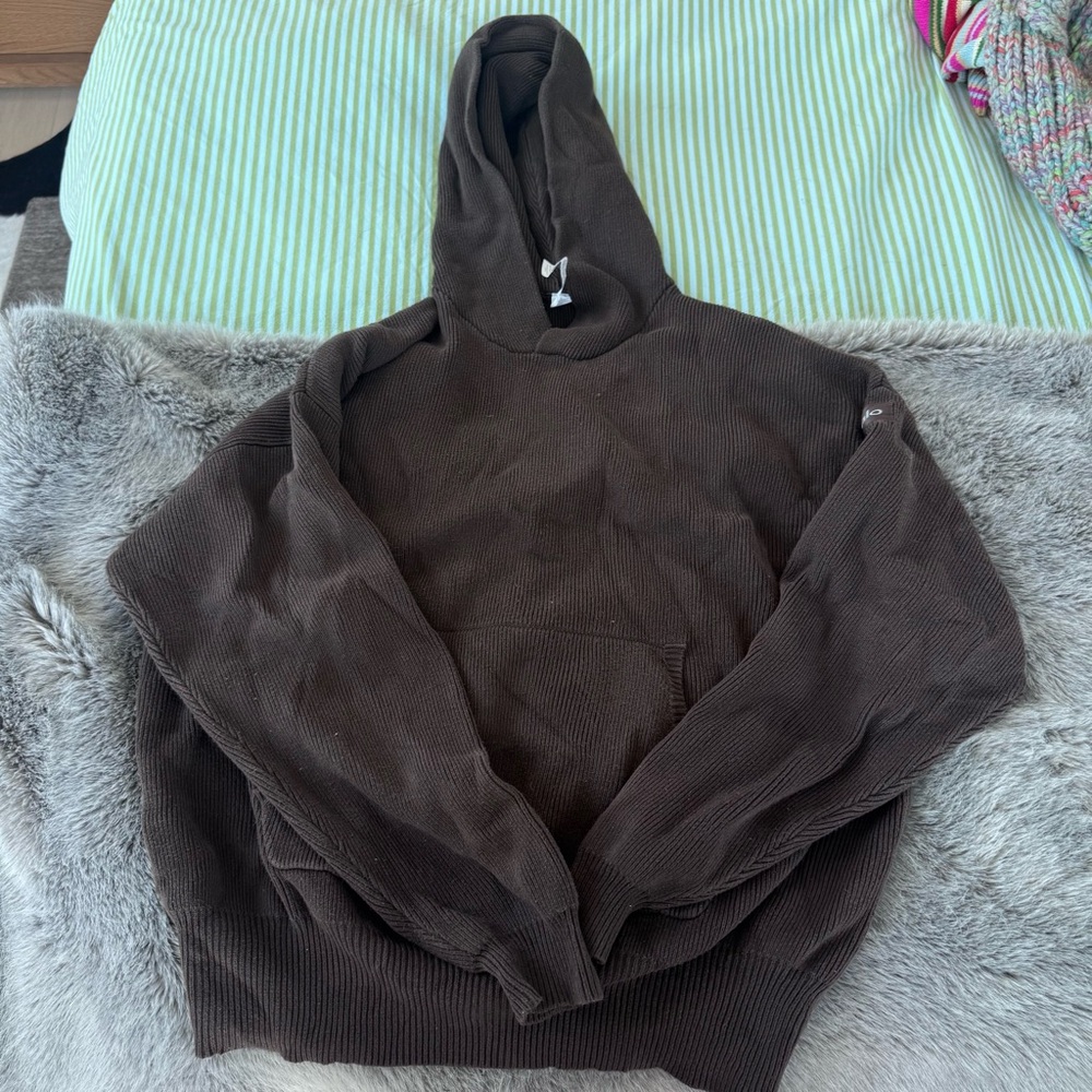 ALO Yoga Brown Ribbed Hoodie Sweatshirt